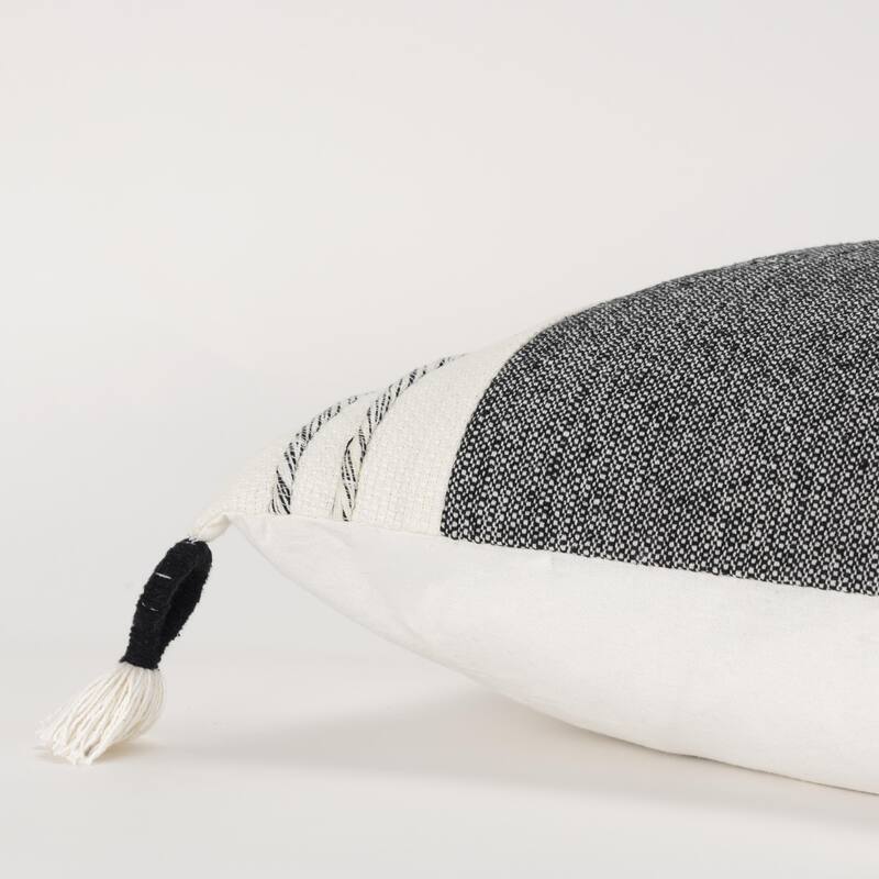 Rizzy Home Woven Striped Square Throw Pillow with Tassels
