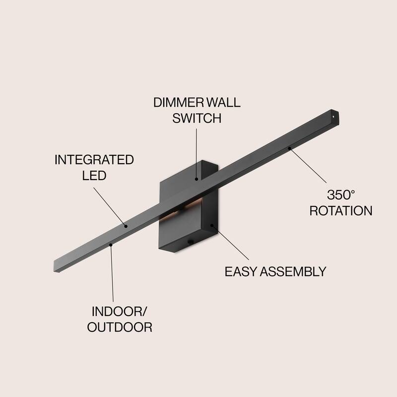 Palco Modern Minimalist Indoor/Outdoor Metal 350-Degree Rotatable Dimmable Integrated LED Wall Sconce, by JONATHAN Y