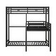 preview thumbnail 12 of 10, L-Shaped Metal Triple Twin Bunk Bed with Integrated Ladder, Full-Length Guardrails, Space-Saving Design, Black