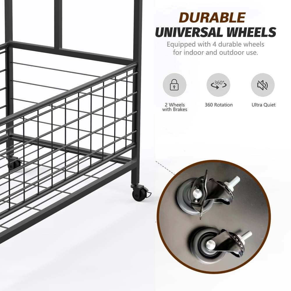 31.5'' Black Sports Equipment Organizer Storage Rack Cart