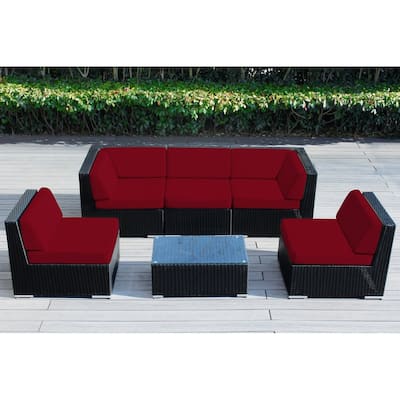 Ohana Outdoor 6-pc. Cushioned Black Wicker Conversation Set - No Assembly