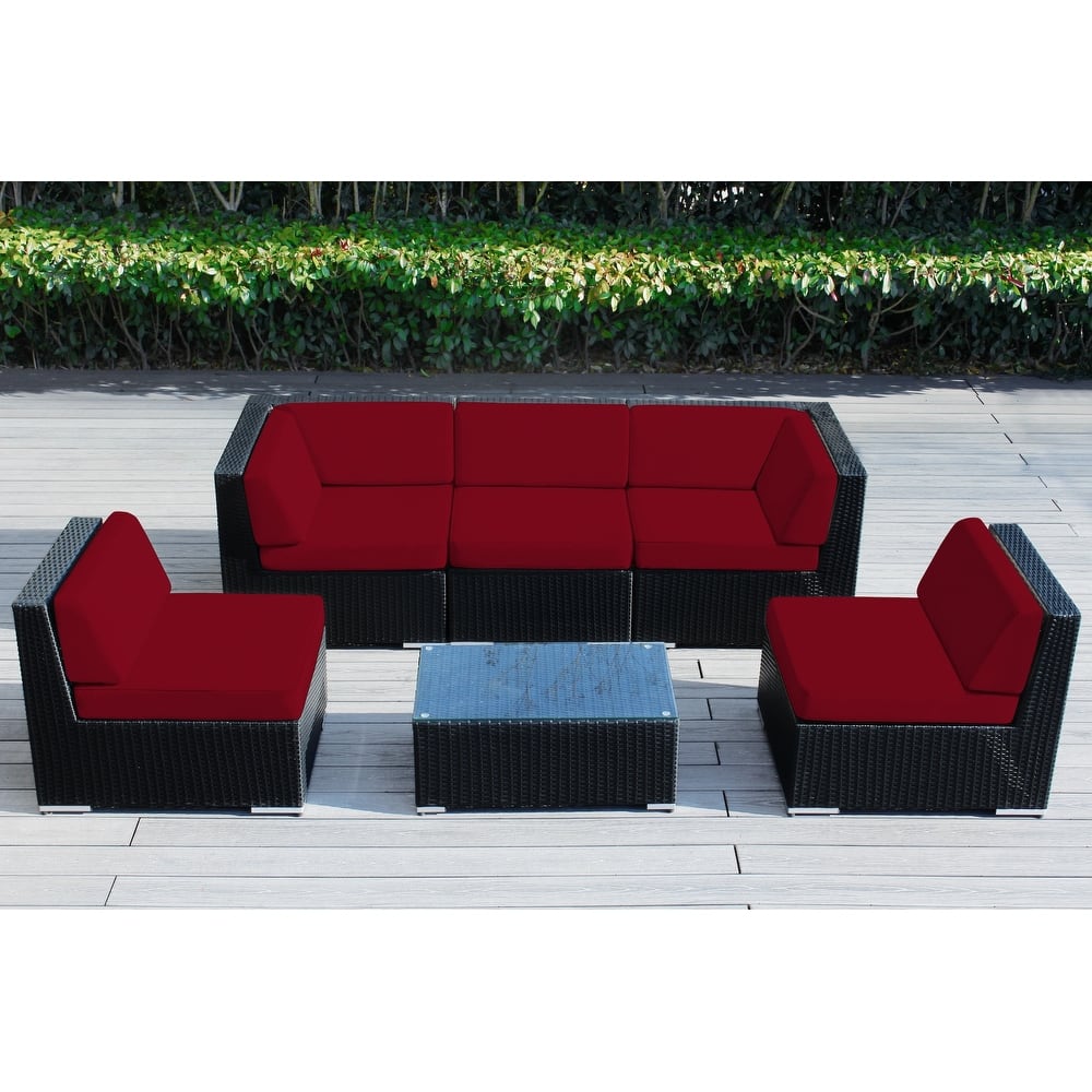 Ohana Outdoor 6-pc. Cushioned Black Wicker Conversation Set - No Assembly