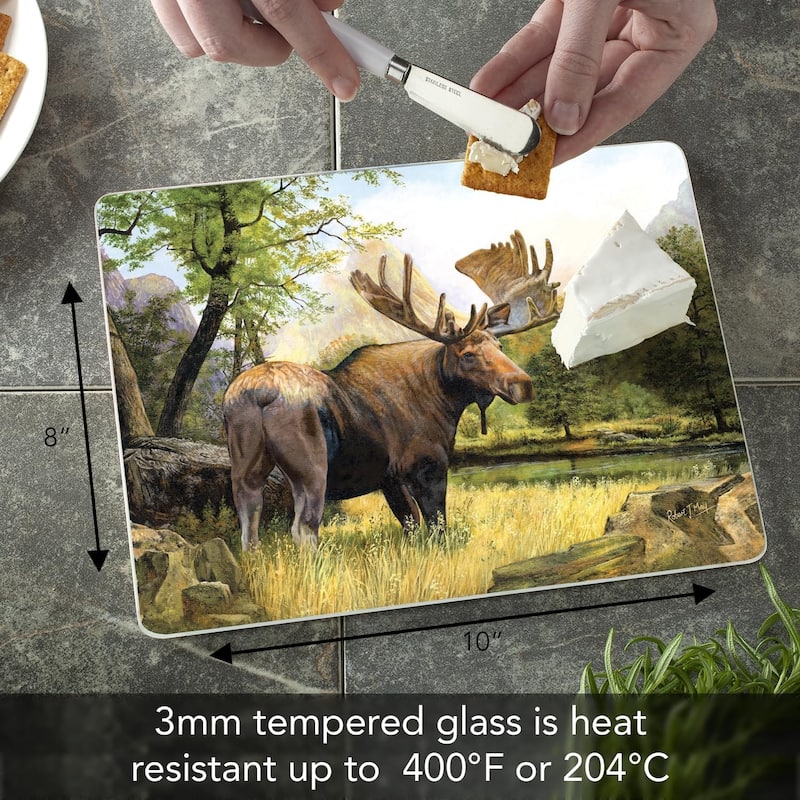 Tranquil Moose 3mm Heat Tolerant Tempered Glass Cutting Board 10” x 8” Made in the USA Dishwasher Safe