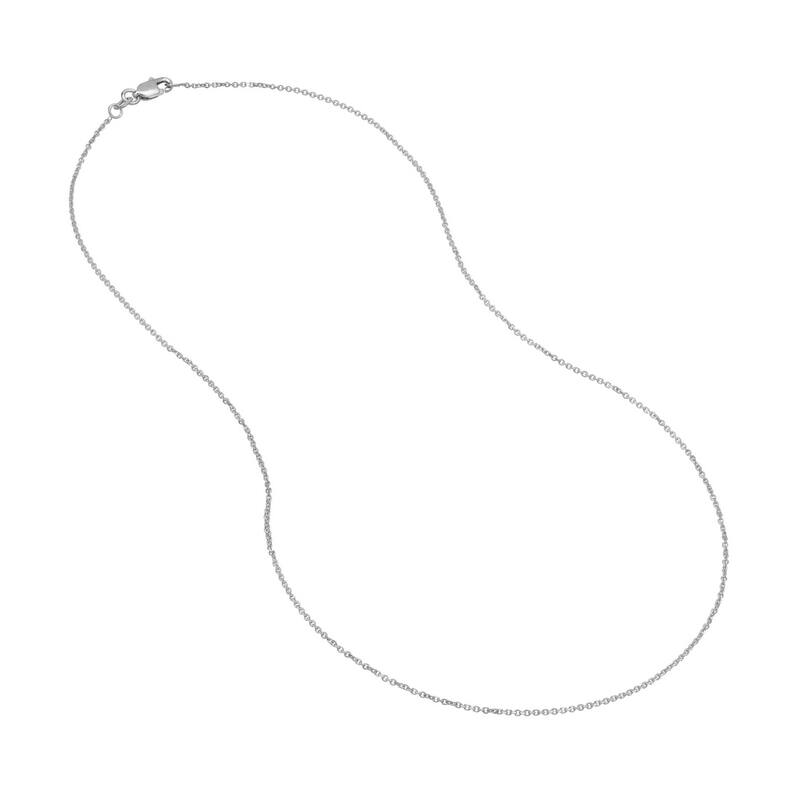 Curata 14k White Gold 1.05mm Diamond Cut Cable Chain Necklace (Lobster)