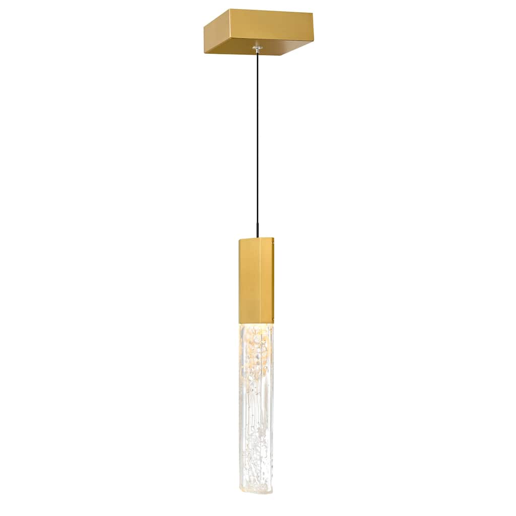 Greta Integrated LED 5in Brass Mini Pendant with Handcrafted Glass