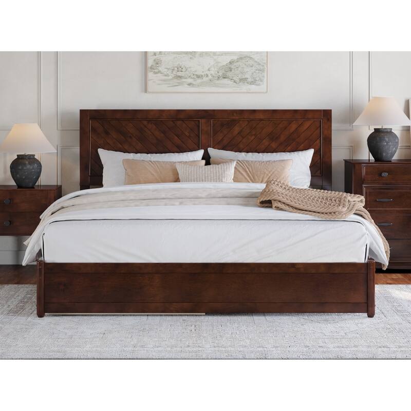 Clayton Platform Bed with Panel Footboard and Twin XL Trundle