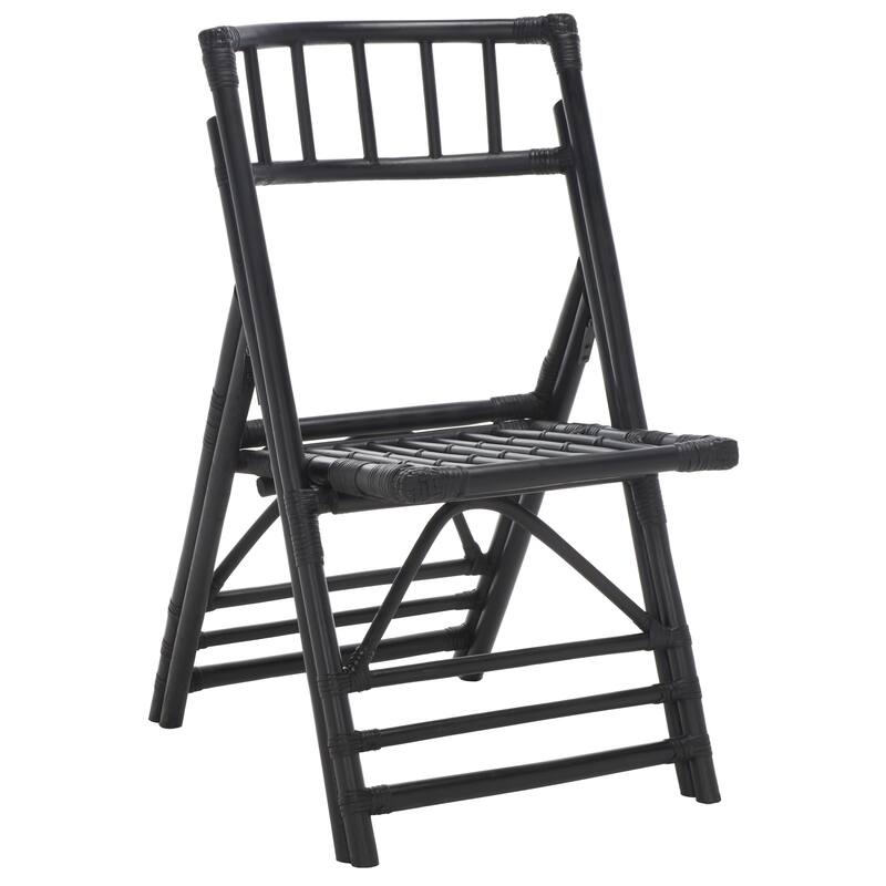 SAFAVIEH Maja Black Rattan Folding Accent Chair Set of 2 (Fully Assembled) - 19Wx28Dx35H
