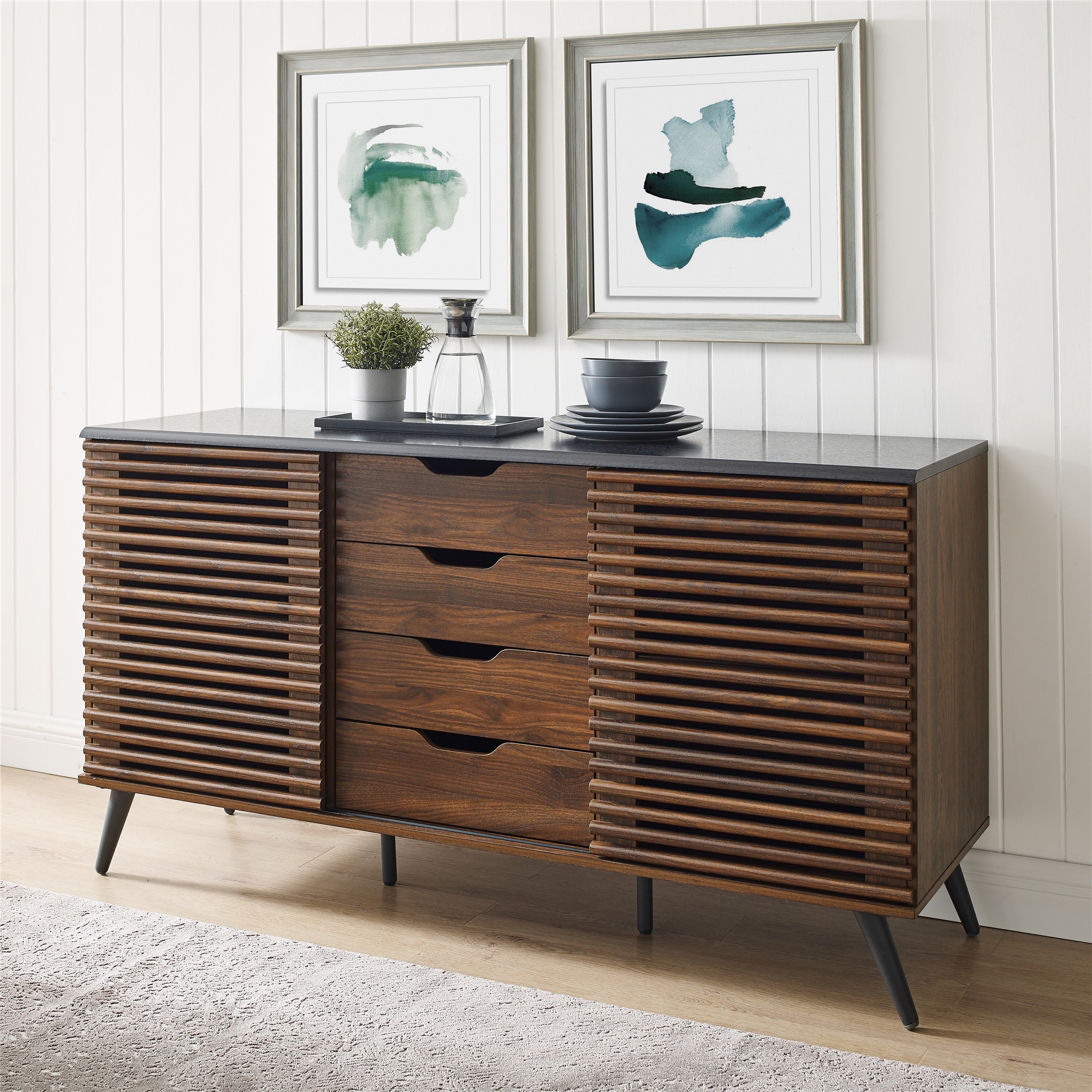 Walker Edison Sliding Slat Door Buffet