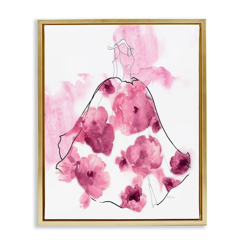 Stupell Alluring Flower Dress Abstraction Framed Floater Canvas Wall Art Design By Carol Robinson - 17 x 21 - Gold