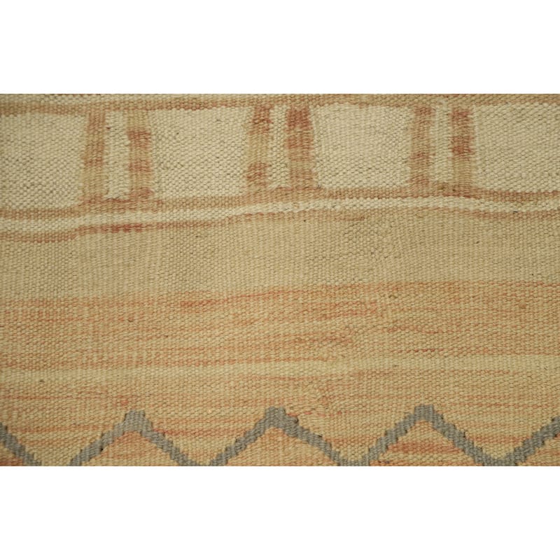 Hand Woven Oriental 100% Wool Carpet Southwestern Tribal Beige & Ivories Kilim Area Rug - 4' 10'' X 2' 10''