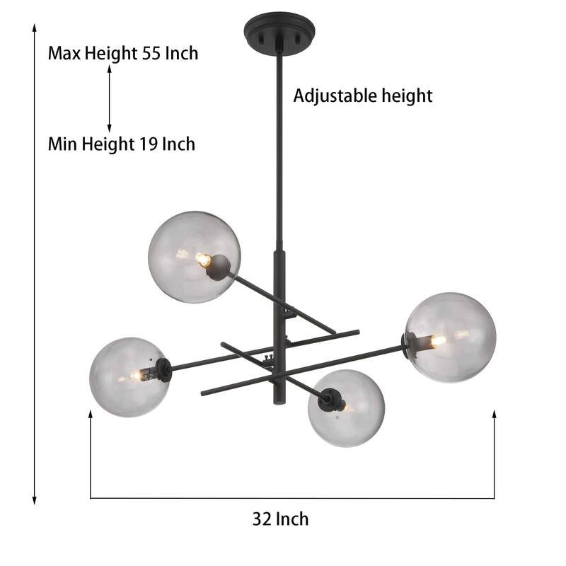 Caucy 4-Light Sputnik Modern Chandelier-UL - 32 inches