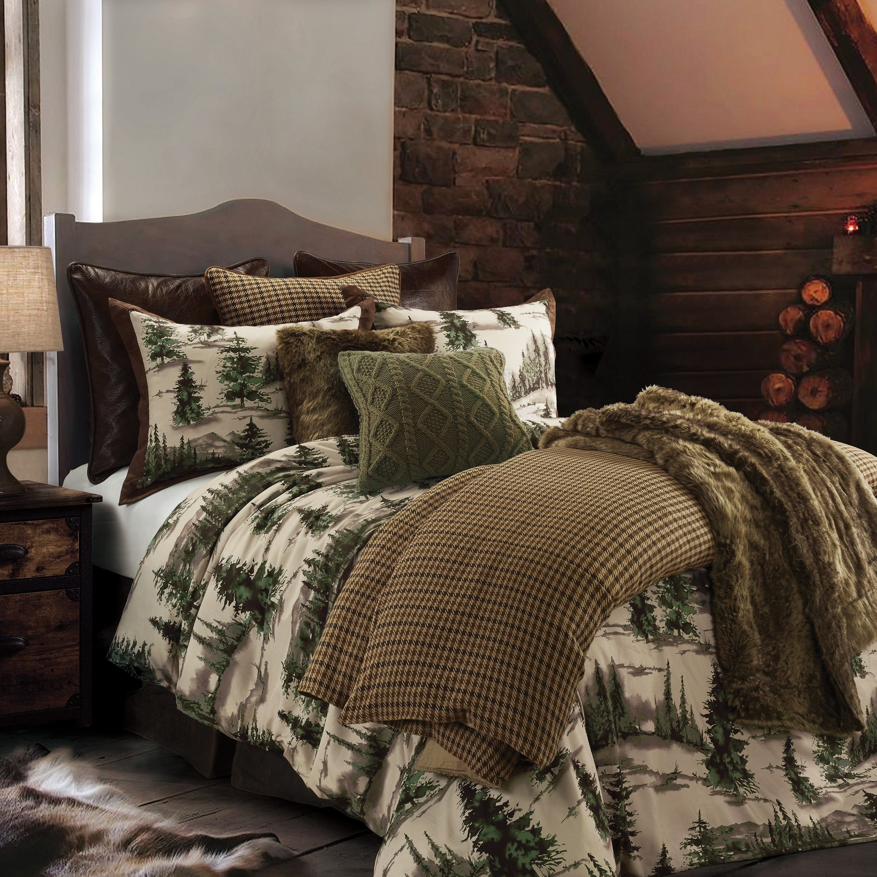Paseo Road Joshua Pine Tree Print Western Lodge Rustic Cabin Cotton 3 Piece Comforter Set