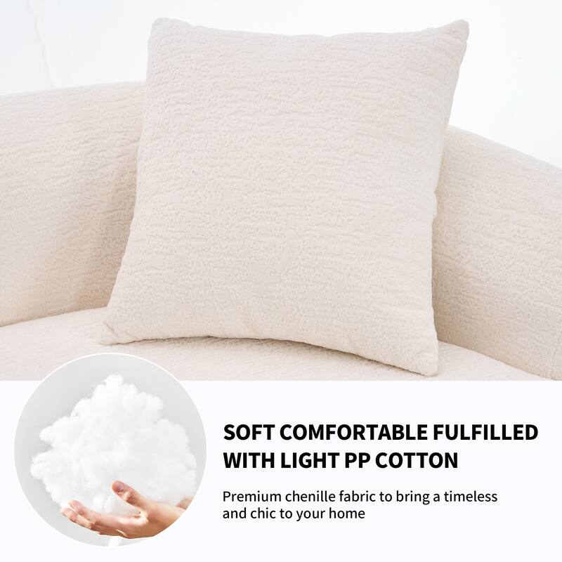 Full Compression Sponge Chenille Curved Sleeper Sofa Couch with 4 Pillows