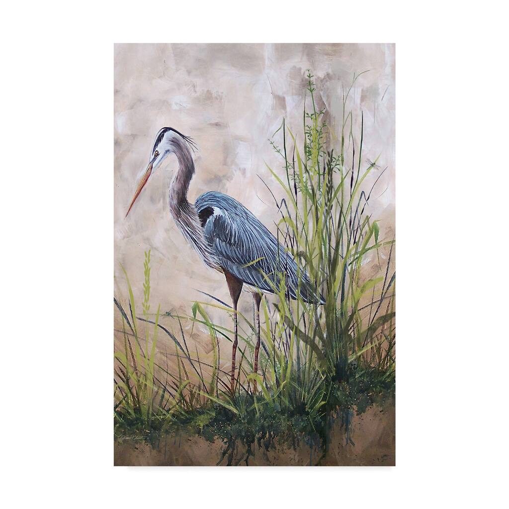Jean Plout 'In The Reeds Blue Heron' Canvas Art