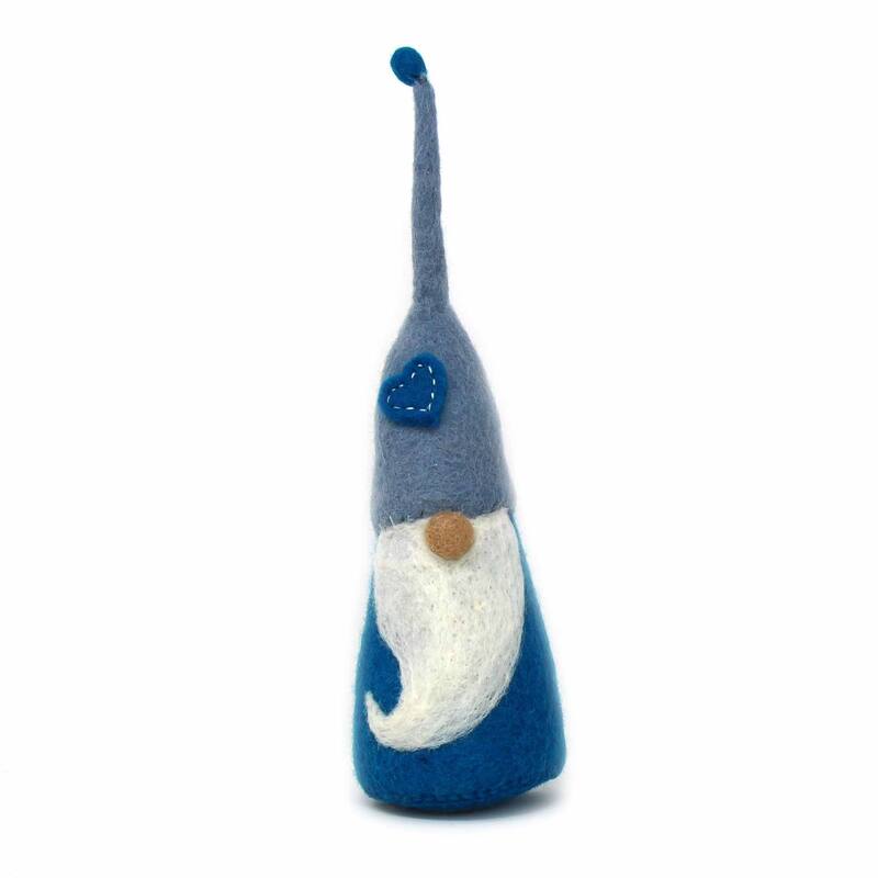 Handmade Felt Gnome Trio, Blue Winter (3-Piece Set)