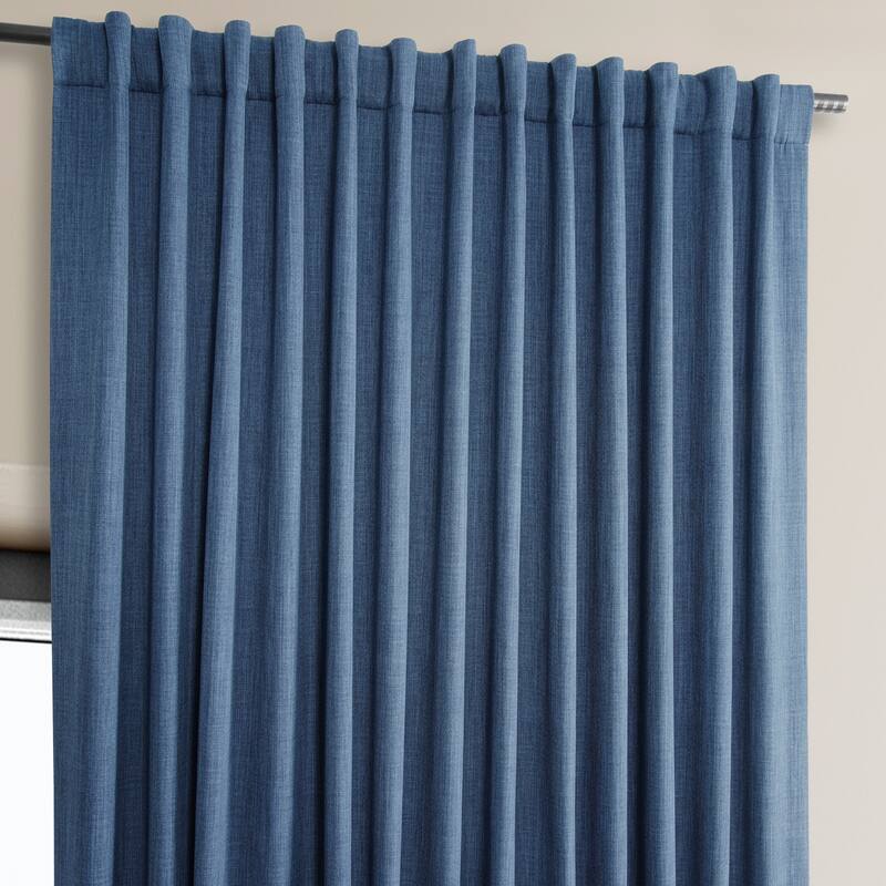 Exclusive Fabrics Faux Linen Extra Wide Room Darkening Curtains Panel - Versatile Privacy Drapery for Wide Windows (1 Panel)