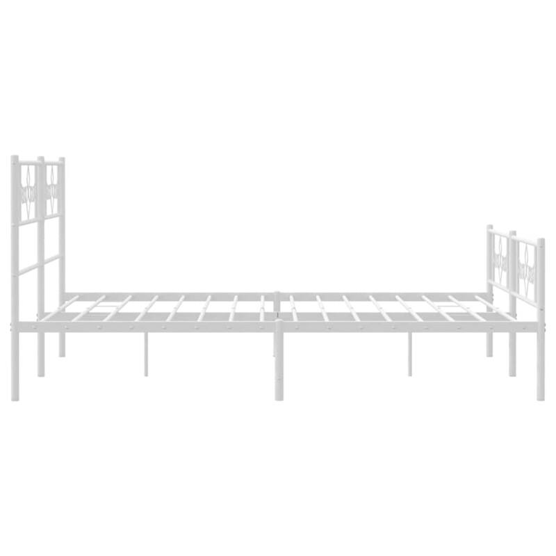 vidaXL 12 Inches White Queen Metal Bed Frame No Mattress - 81.5" x 61.4" x 35.4"