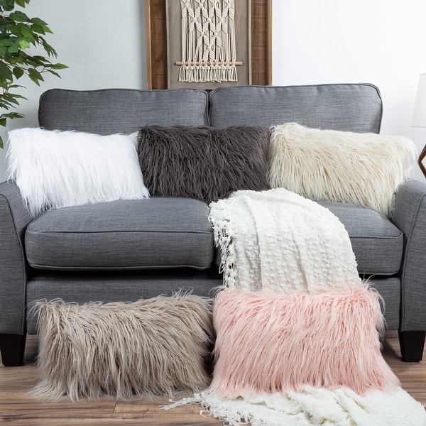 Faux fur hot sale lumbar pillow cover
