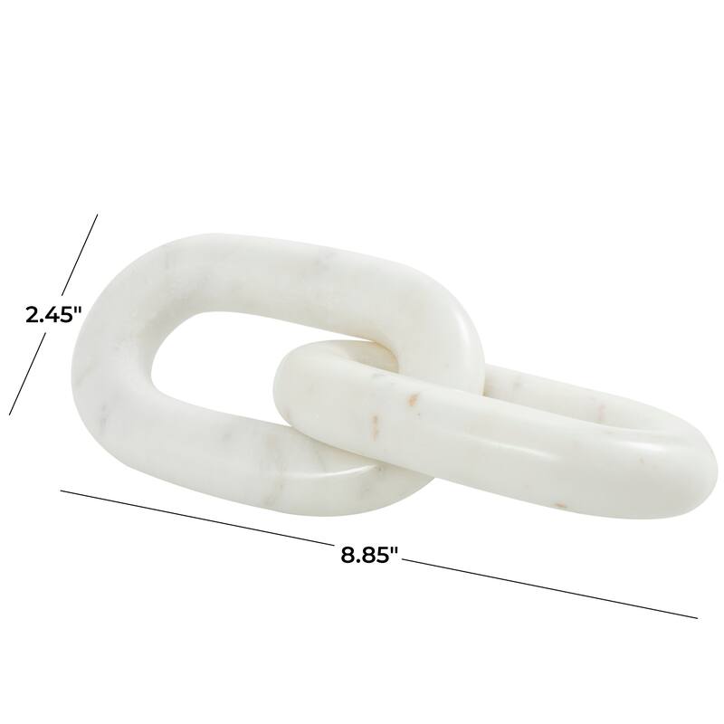 Luxe White Marble Geometric 2 or 3 Link Chain Sculpture