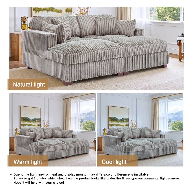 Modern Modular Flannel Fabric Upholstered Sectional Sofa with Square Arm