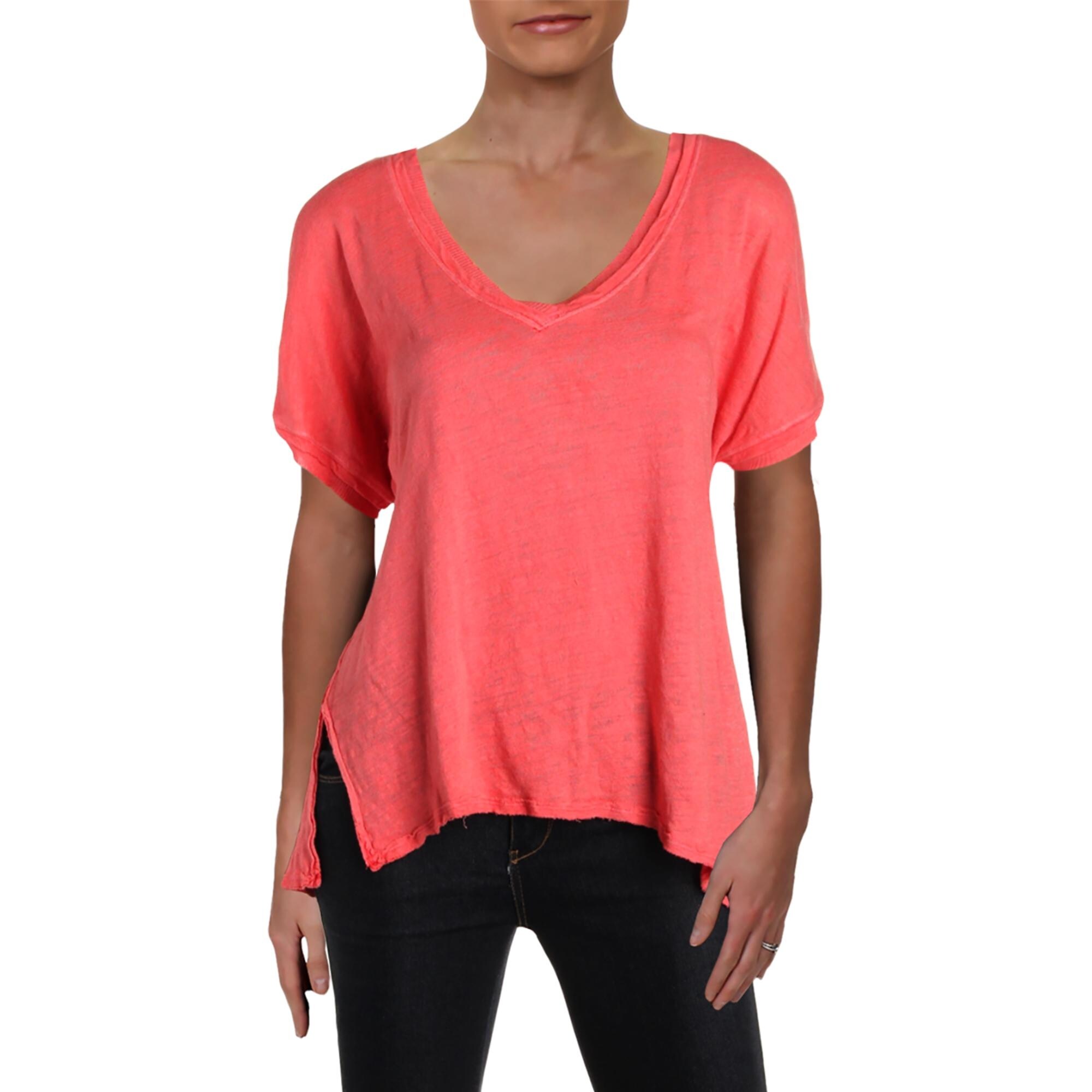 Shop We The Free Womens Take Me T Shirt Linen Blend Raw Hem
