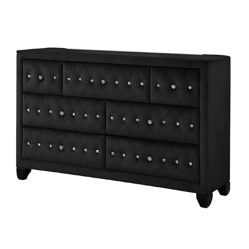 Sophia Crystal Tufted 7-Drawer Dresser finished with Velvet Fabric / Wood