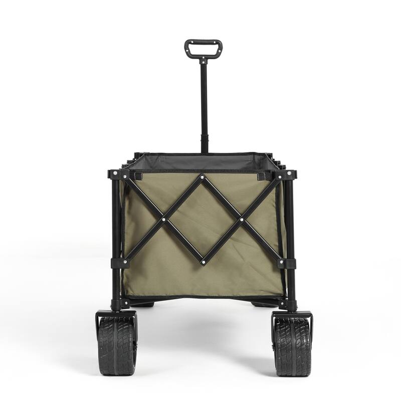 Foldable Wagon with All-Terrain Wheels & Drink Holders, 220lb Capacity