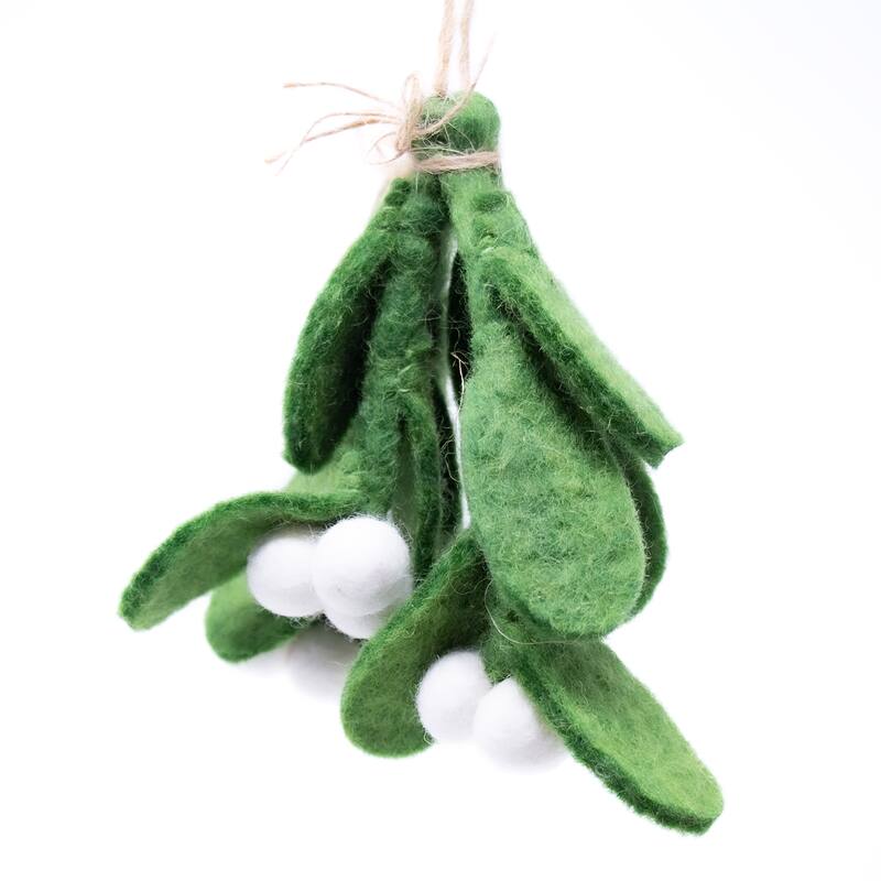 Mistletoe Handmade Felt Ornaments, Set of 2