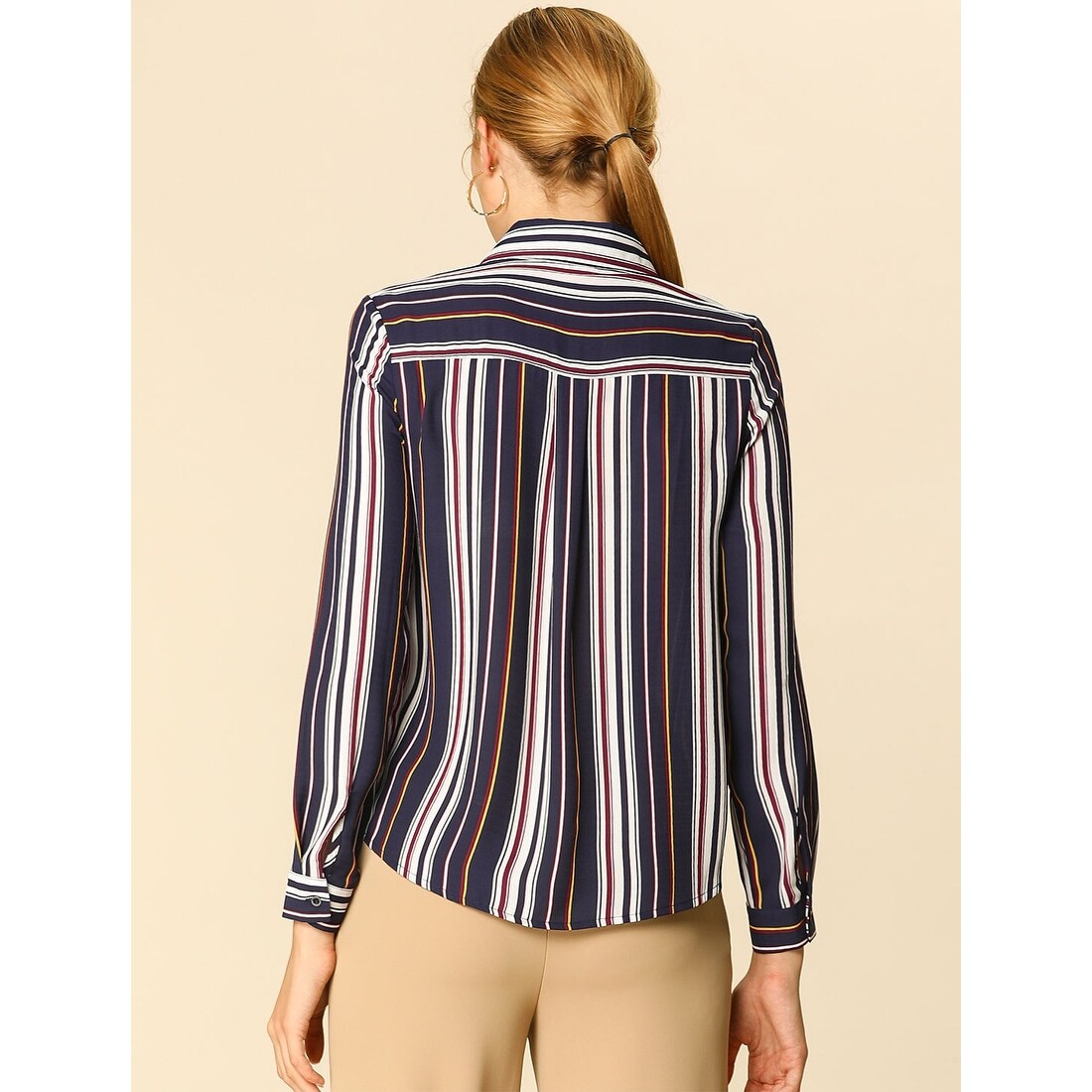 Shop Women S Work Business Casual Single Breasted Striped Shirt