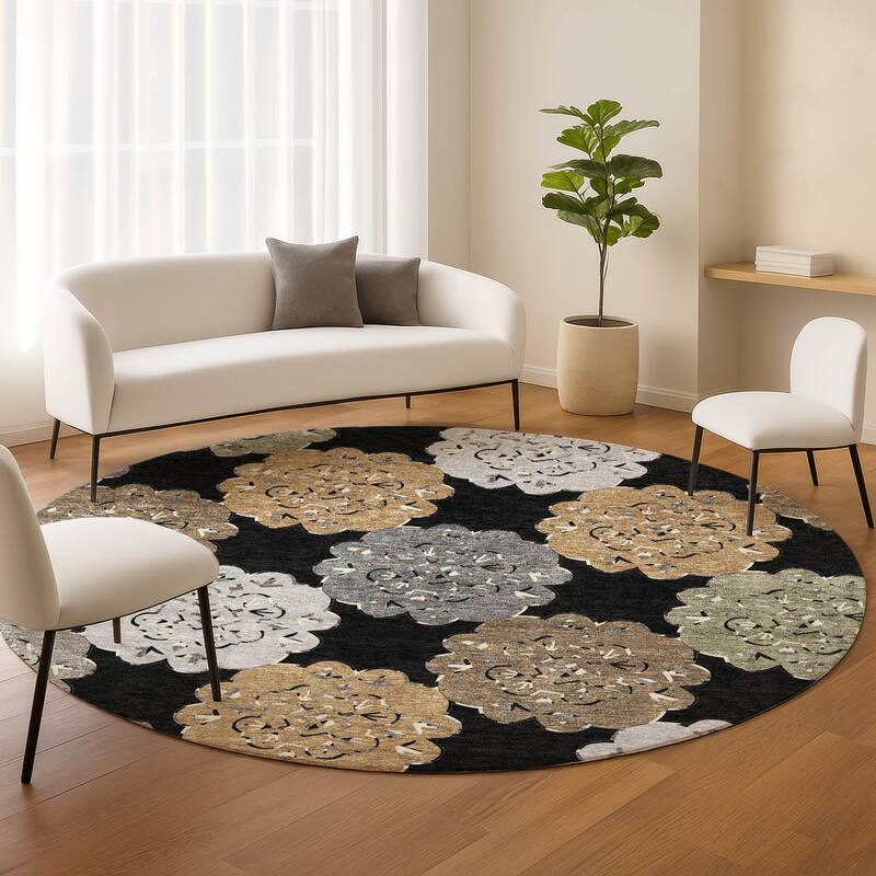 Machine Washable Indoor/ Outdoor Global Motif Chantille Rug