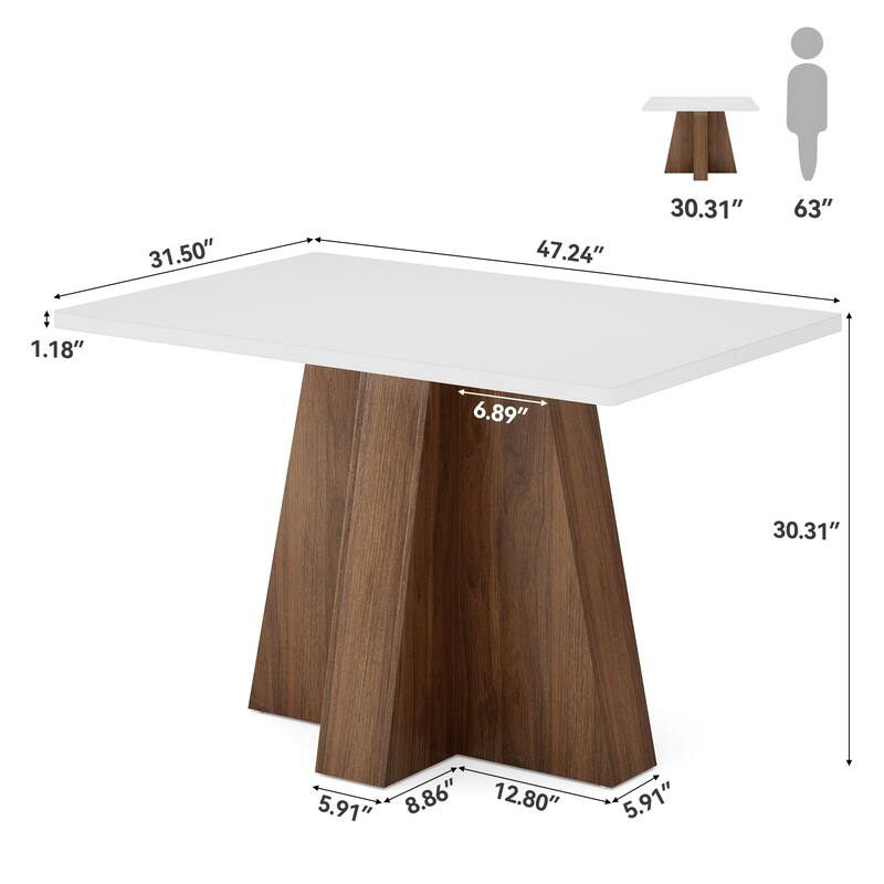 47.2'' Rectangular Dining Table for 4-6 People - 47.2'' W × 31.5'' D × 30.3'' H