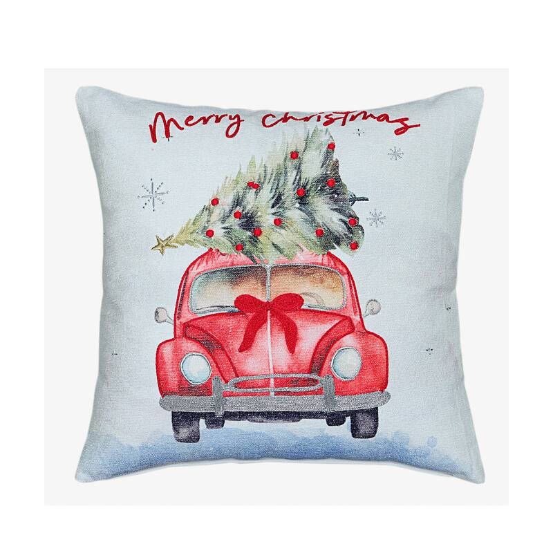 Vibhsa Alpine Holiday Merry Christmas Ride Holiday Pillow, 20" x 20"
