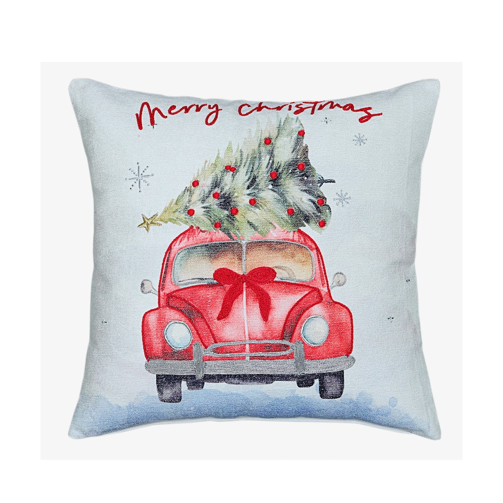 Vibhsa Alpine Holiday Merry Christmas Ride Holiday Pillow, 20" x 20"