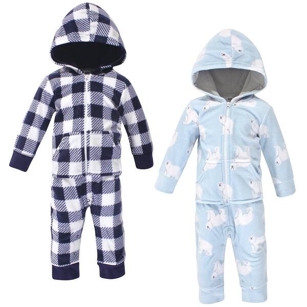 slide 1 of 1, Hudson Baby Infant Boy Fleece Jumpsuits, Coveralls, and Playsuits 2pk, Polar Bear 0 - 3 Months - Blue