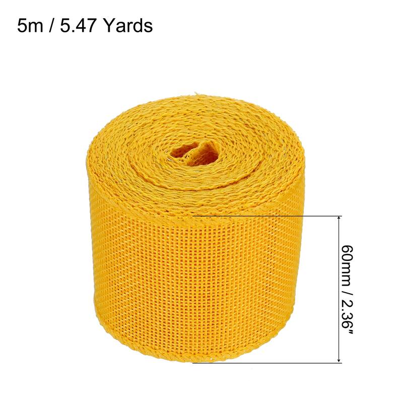 Burlap Fabric Ribbon, Wired Jute Crafts Roll for Party DIY Decoration - Yellow - 2.36 Inch x 5.47 Yards