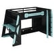 preview thumbnail 4 of 45, Full Size Esports Gaming Loft Bed Wood Frame Loft Bed with All-in-one Work Play Desk, Bookcase and RGB Ambient Light