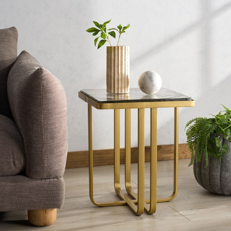 SAFAVIEH Couture Dominic Glass Top Accent Table - 16"W x 16"D x 20"H