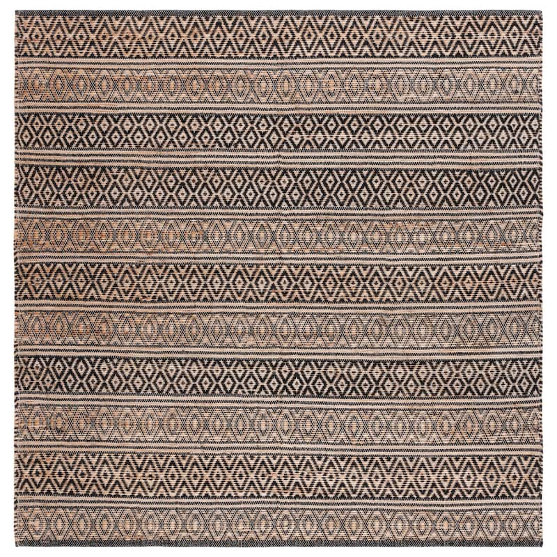 SAFAVIEH Flatweave Natural Fiber Valeryia Jute Rug - 6' Square - Black/Natural