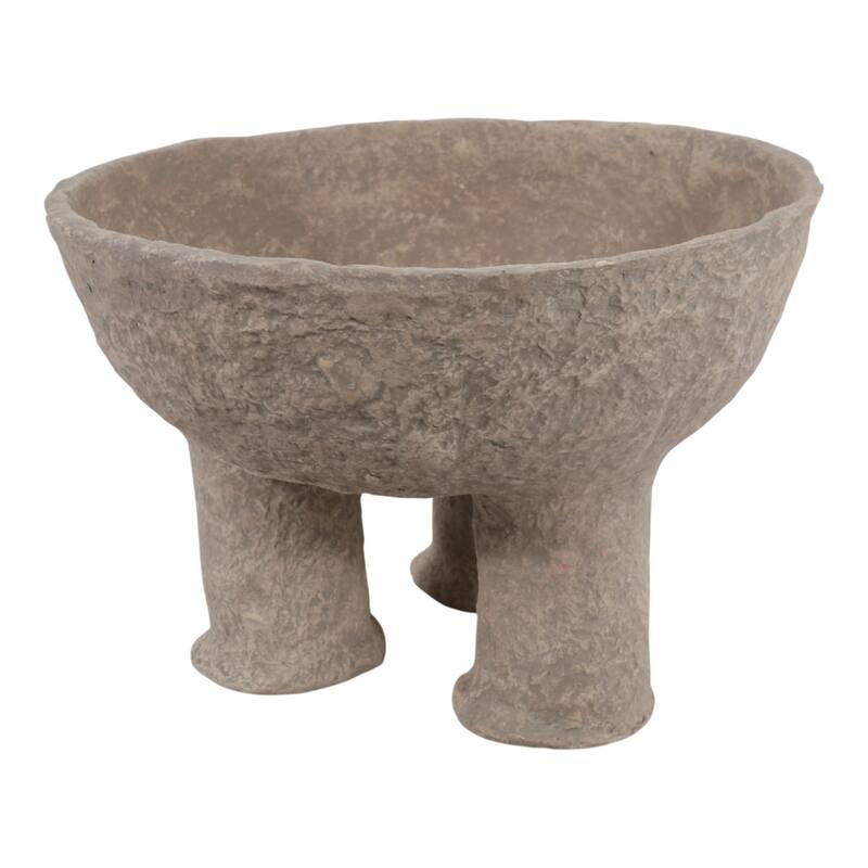 Pottery Paper Mache Bowl Stylish Unique Elevated Modern - 15.75" x 15.75" x 10.25"