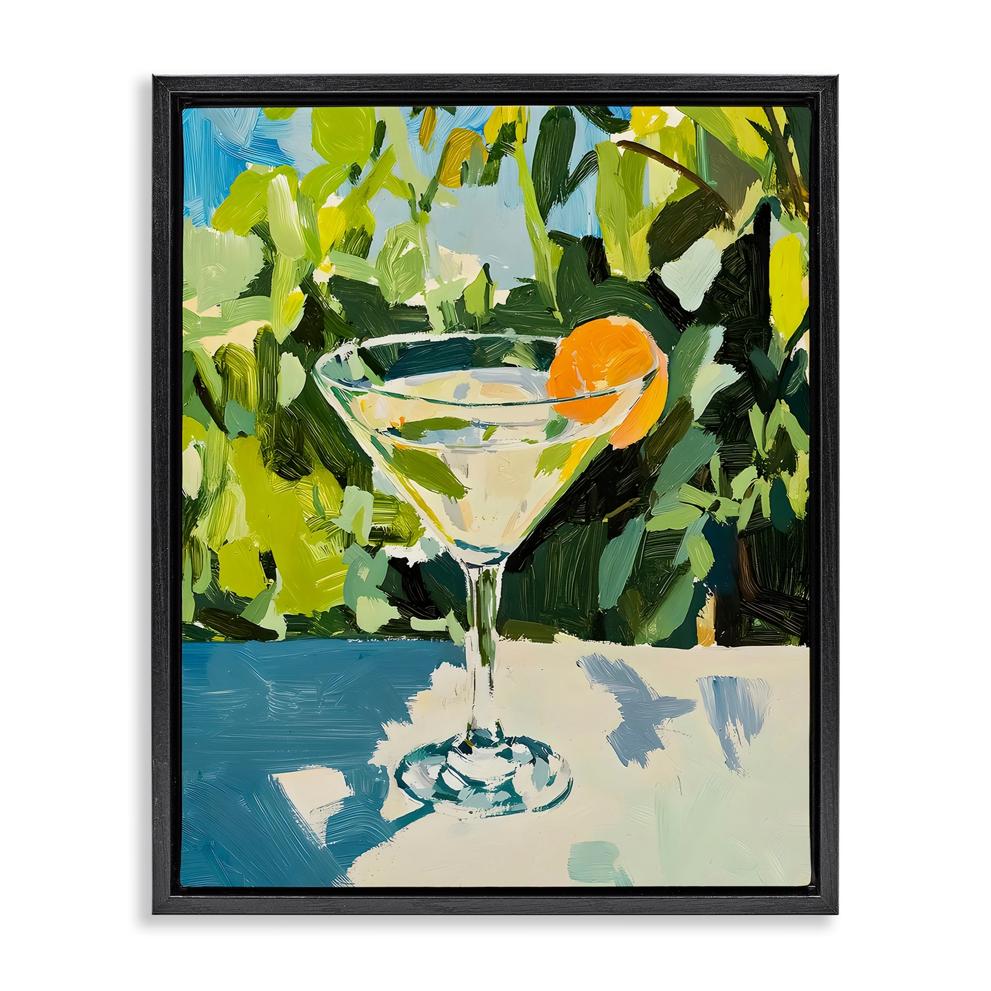Stupell Summer Cocktail with Orange Framed Floater Canvas Wall Art Design By Riley B