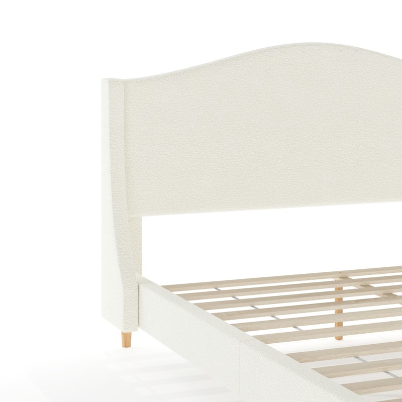 Martha Stewart Upholstered Platform Bed with Curved Headboard