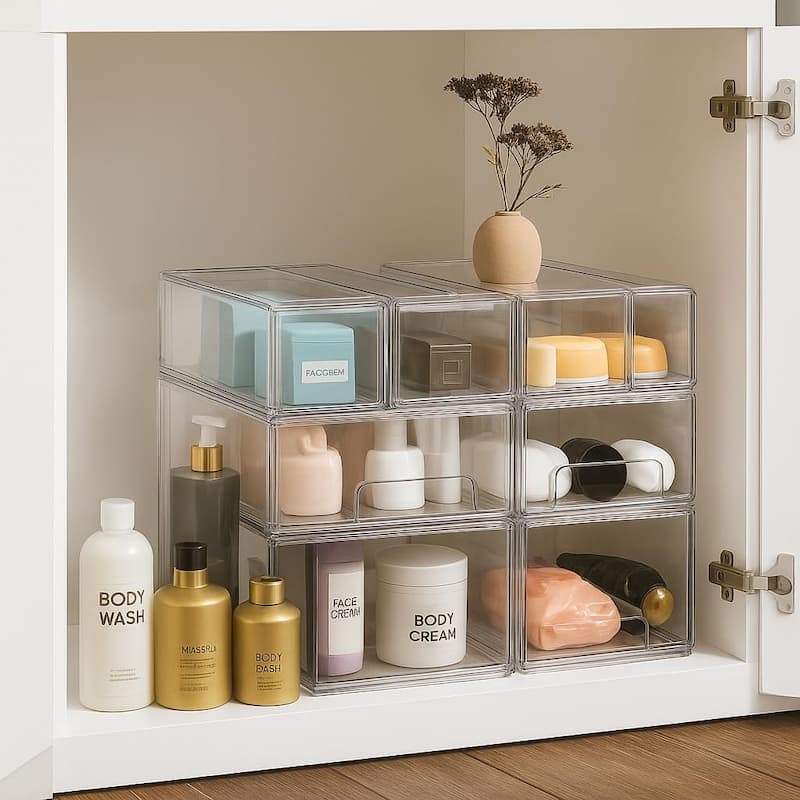 Sorbus Stackable Pull-Out Drawers, Clear Storage for Office, Home, Bathroom, Arts and Crafts and More