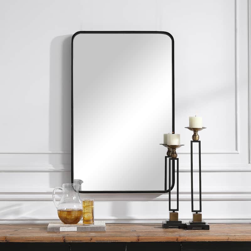 Copper Grove Satin Black Slim Framed Metal Wall Mirror