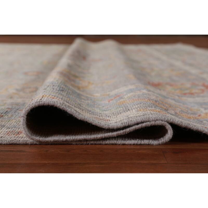 Hand Knotted Oriental 100% Wool Carpet Transitional All-Over Greys & Charcoal Oushak Area Rug - 13' 4'' X 9' 11''