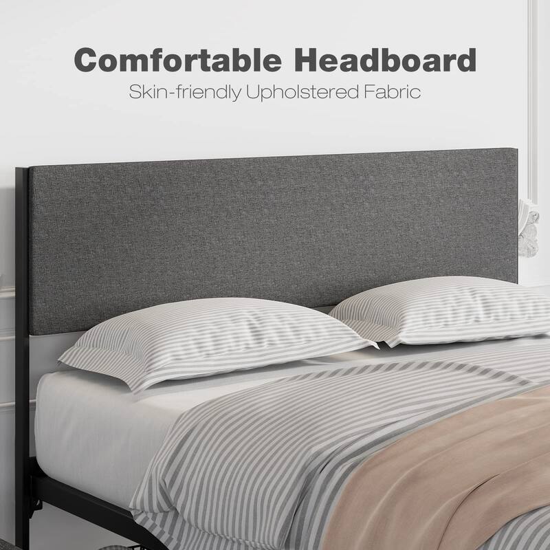Bed Frame With 2 Storage Drawers And Upholstered Headboard