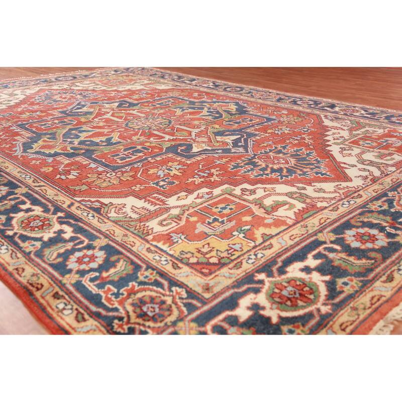 Orange Heriz Serapi Oriental Area Rug Handmade Wool Carpet - 8'11" x 12'1"