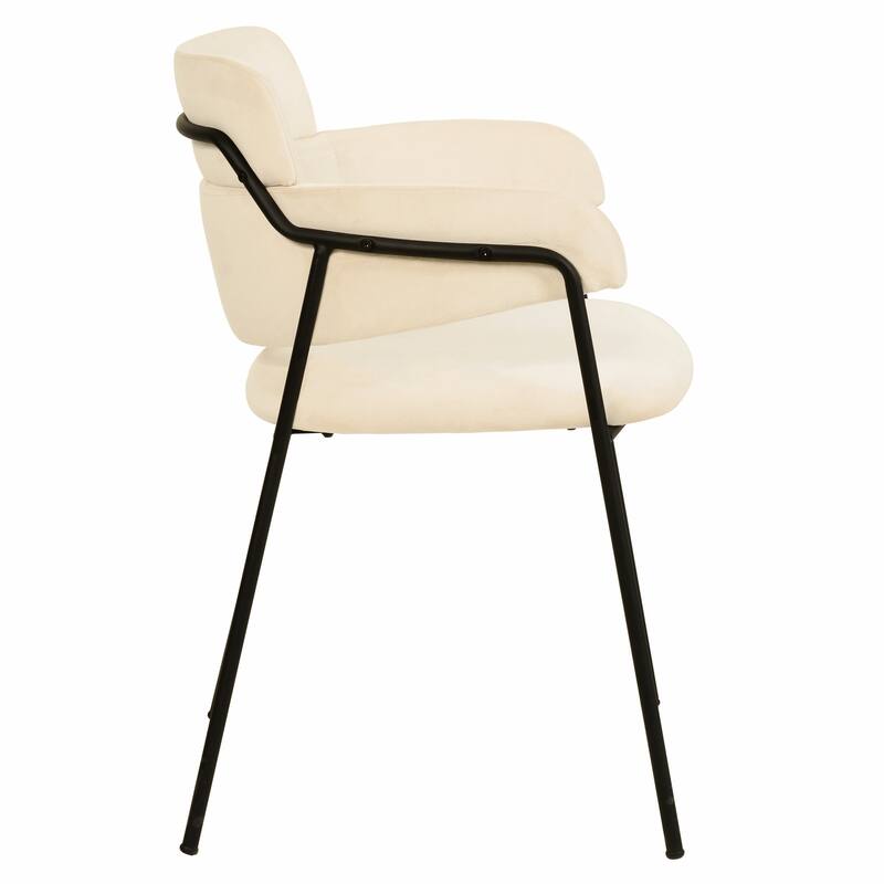LeisureMod Set of 2 Axis Upholstered Dining Chairs with Black Stainless Steel Legs, Modern Side Chair for Kitchen Home Office