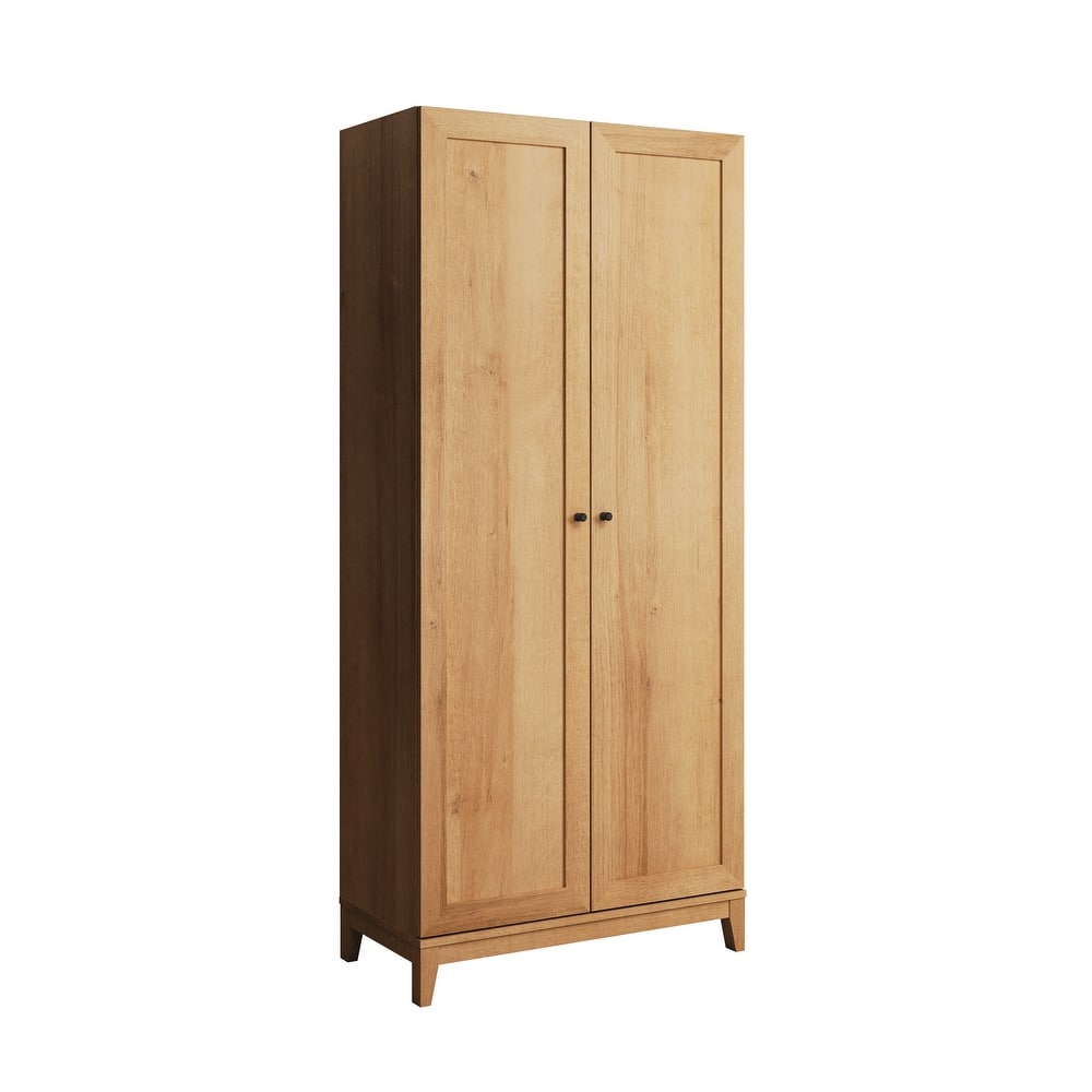 Prepac Yaletown 72" Tall Storage Cabinet with Wood Legs, Pantry Cabinet with 3 Adjustable Shelves - 32" W x 72" H x 16" D