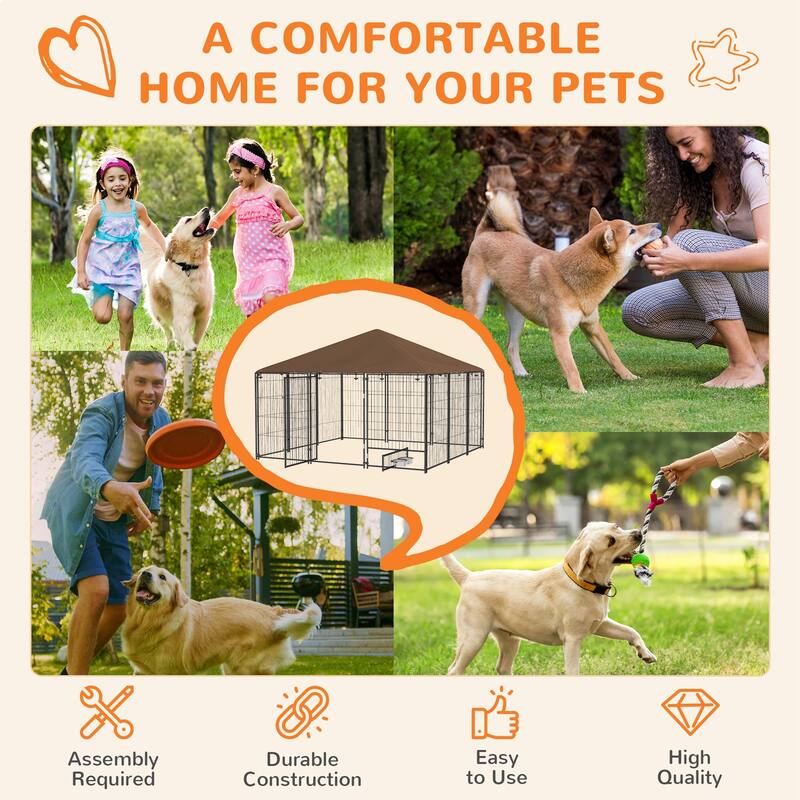 PawHut Outdoor Dog Kennel, 4.6' x 4.6' x 5' Puppy Play Pen