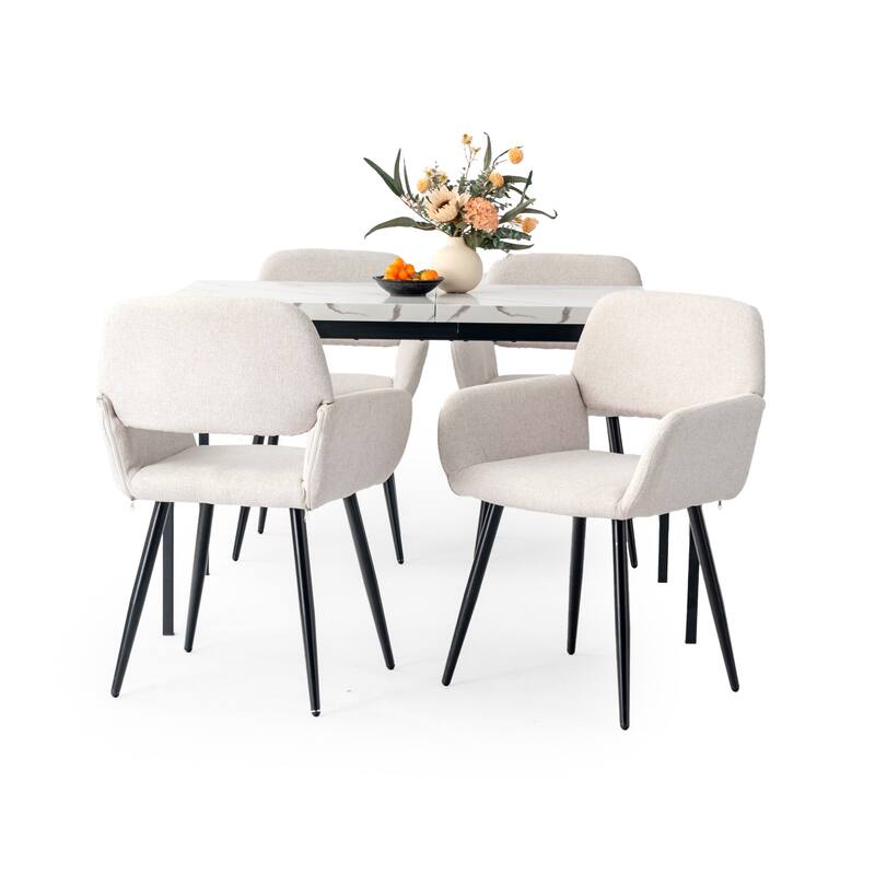 Modern Mid Century Kitchen Table, 47in Farmhouse Rectangular Walnut Dining Table for Dining Room,Apartment, Brown